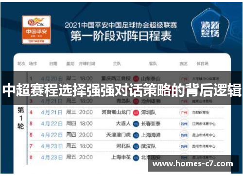 中超赛程选择强强对话策略的背后逻辑